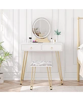 gaomon Vanity Desk, Makeup Vanity Desk with Touch Light Mirror