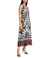 Donna Morgan Women's Halter Border-Print Maxi Dress