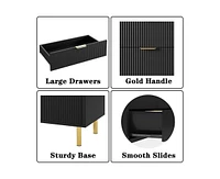 gaomon Modern 6 Drawer Dresser for Bedroom with Gold Handle and Large Drawer, Wood Double Chest of Drawers and Storage Organizer for Living Room