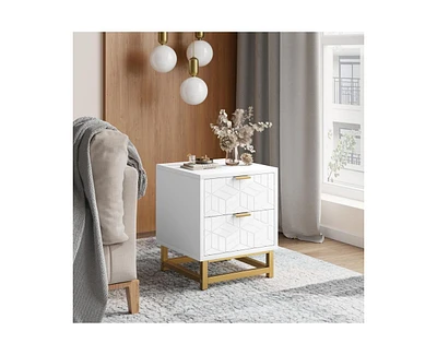 gaomon Dresser, Small 2 Drawer Dresser for Bedroom, Modern Nightstand for Bedroom, End Table with Drawer for Hallway