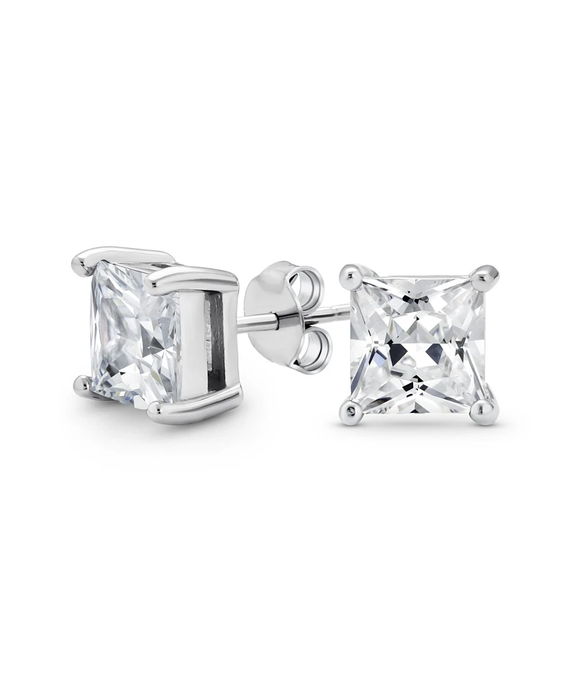 Bling Jewelry Square Cubic Zirconia Solitaire Cz Stud Earrings Sterling Silver