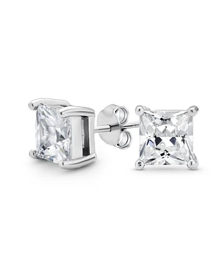 Bling Jewelry Square Cubic Zirconia Solitaire Cz Stud Earrings Sterling Silver