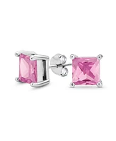 Bling Jewelry Square Cubic Zirconia Solitaire Cz Stud Earrings Sterling Silver