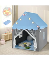 Gymax Kids Playhouse Tent Large Castle Fairy Gift w/Star Lights Mat