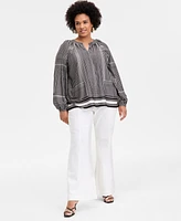 INC Plus Printed Blouson-Sleeve Blouse, Exclusively at Macy's