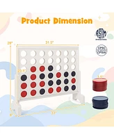 Gouun Wooden 4-in-a-row Game Set with 42 Pcs Chips and 600D Oxford Fabric Carrying Bag