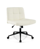 Gouun Height-adjustable Armless Desk Chair with Wheels for Home Office Make Up