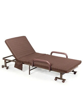 Gouun Adjustable Guest Single Bed Lounge Portable Wheels