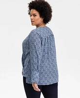 INC Plus Printed Surplice-Neck Blouse, Exclusively at Macy's