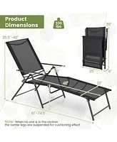 Gouun 2 Piece Patio Folding Chaise Lounge Chairs Recliner with 6-Level Backrest