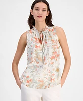 Anne Klein Women's Floral-Print Ruffle-Collar Blouse