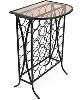 Sorbus Wine Rack Stand Bordeaux Chateau Style with Glass Table - Holds 30 Bottles