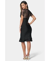 Bebe Women's Bandage Dress With Lace Detail