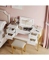gaomon Makeup Vanity Desk with Flip Top Mirror and Lights