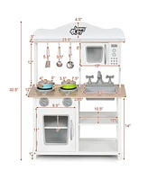 Gymax Wooden Pretend Play Kitchen Set for Kids Toddlers w/ Accessories & Sink