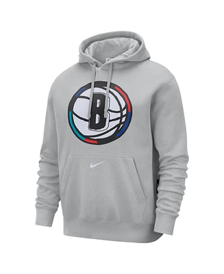 Nike Men's Silver Brooklyn Nets 2024/25 City Edition Essential Club Pullover Hoodie