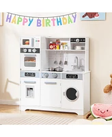 Gymax ids Play Kitchen Toy Set w/ Water Dispenser Sink Faucet Microwave Oven Utensils