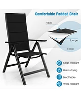 Gymax Set of 2 Patio Folding Chairs Lightweight Outdoor Dining Chairs w/ Padded Seat
