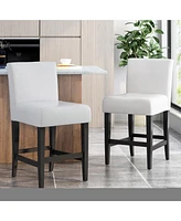 The Pop Home Set of 2 Ivory Faux Leather Counter Stools for Kitchen Island, Bar, or Dining-The Pop Home