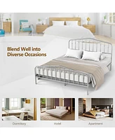 Gouun Queen Size Metal Bed Frame Platform Headboard and Footboard with Storage