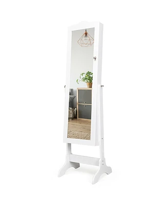 Gouun 4-Angle Tilting Mirrored Lockable Jewelry Cabinet with Large Storage Capacity