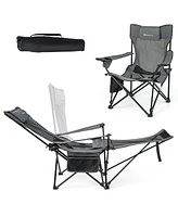 Gouun Camping Lounge Chair with Detachable Footrest Adjustable Backrest