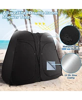 Gouun Oversized Pop Up Shower Tent with Window Floor and Storage Pocket