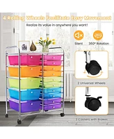 Gouun 15-Drawer Utility Rolling Organizer Cart Multi-Use Storage