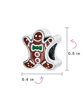 Bling Jewelry Christmas Gingerbread Man Cookie Charm Bead Sterling Silver