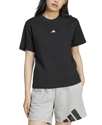 adidas Women's Short-Sleeve Cotton Crewneck Logo T-Shirt