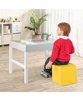 Gouun 3 in 1 Wooden Kids Table with Storage and Double-Sided Tabletop