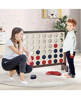 Gouun Wooden4-in-a-row Game Set with 42 Pcs Chips and 600D Oxford Fabric Carrying Bag