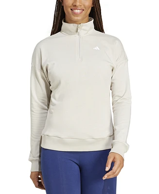 adidas Women's Essentials Small Logo French Terry Quarter Zip Top