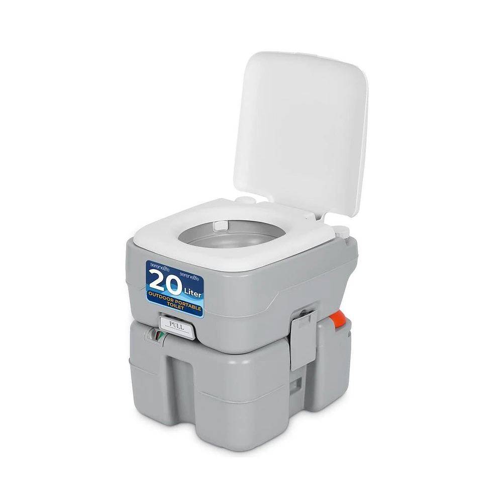 SereneLife 20-Liter Outdoor Portable Toilet with Detachable Waste Tank