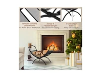 Gouun 19 Inch Folding Fireplace Log Rack with Convenient Handle