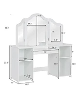 Gouun Kids Tri Folding Mirror Makeup Dressing Vanity Table Set