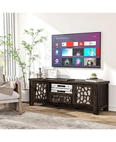 Gouun 55 Inch Retro Tv Stand Media Entertainment Center with Mirror Doors and Drawer