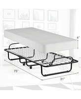 Gouun Rollaway Folding Bed with Memory Foam Mattress and Sturdy Metal Frame Made in Italy