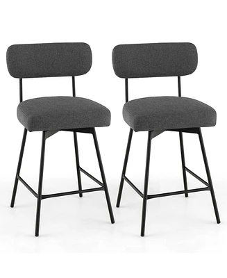 Gouun 25 Inch 2-Piece Modern Upholstered Bar Stools with Back and Footrests