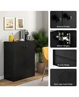 Gouun 2-Door Modern Floor Storage Cabinet with 3-Tier Shelf