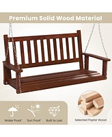 Gouun 3-Person Wooden Outdoor Porch Swing with 800 lbs Weight Capacity