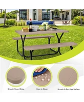 Gouun Hdpe Outdoor Picnic Table Bench Set with Metal Base