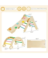 Gouun 2-in-1 Wooden Kids Climber Toys with Triangle Arch Ramp