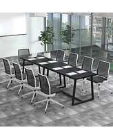 Gouun Large Dining Table with Heavy-duty Metal Frame and Anti-slip Foot Pads