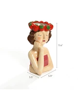 LuxenHome Lady Strawberries Ceramic 11.4-Inch Tall Sculpture Vase