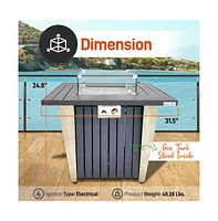 SereneLife 50,000 Btu Propane Gas Fire Pit Table with Tempered Glass Wind Guard