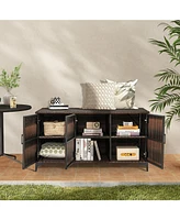 Gouun 84 Gallon Wicker Patio Storage Box with Shelves and Waterproof Liner