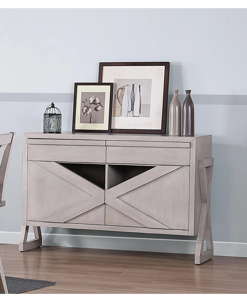 Kings Brand Furniture Irvona Wash Gray Wood Sideboard Buffet Storage Cabinet, Wash Gray