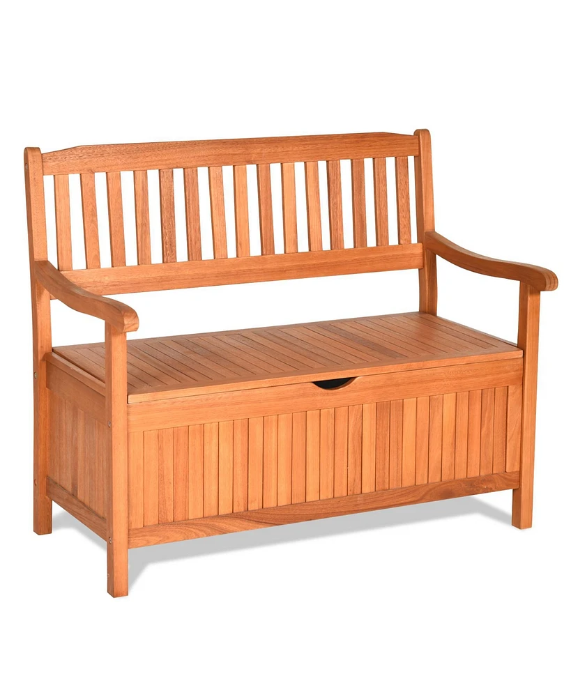 Gouun 33 Gallon Wooden Storage Bench with Liner for Patio Garden Porch