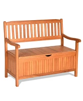 Gouun 33 Gallon Wooden Storage Bench with Liner for Patio Garden Porch